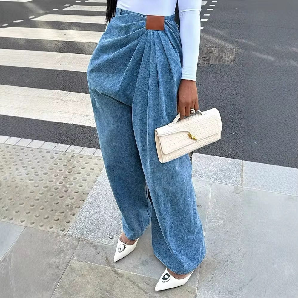 Streetwear loose high waist wide leg jeans