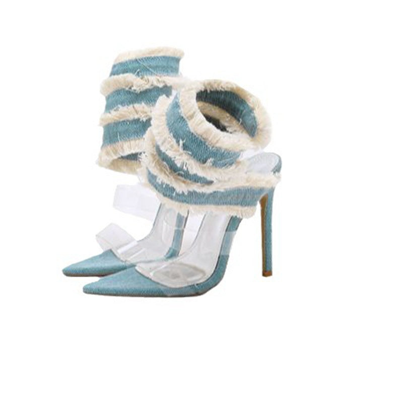 New Sexy Denim Serpentine Ladies Women Stiletto High Heels