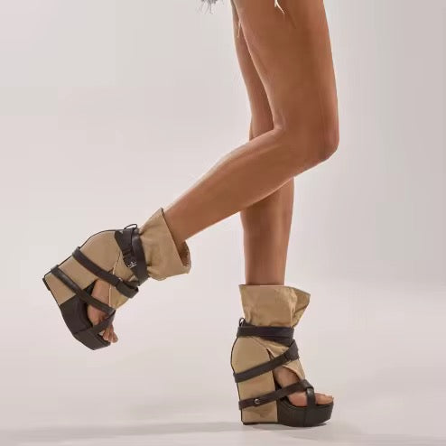 Women Wedge Heeled Platform Ankle Sandals Fashion
