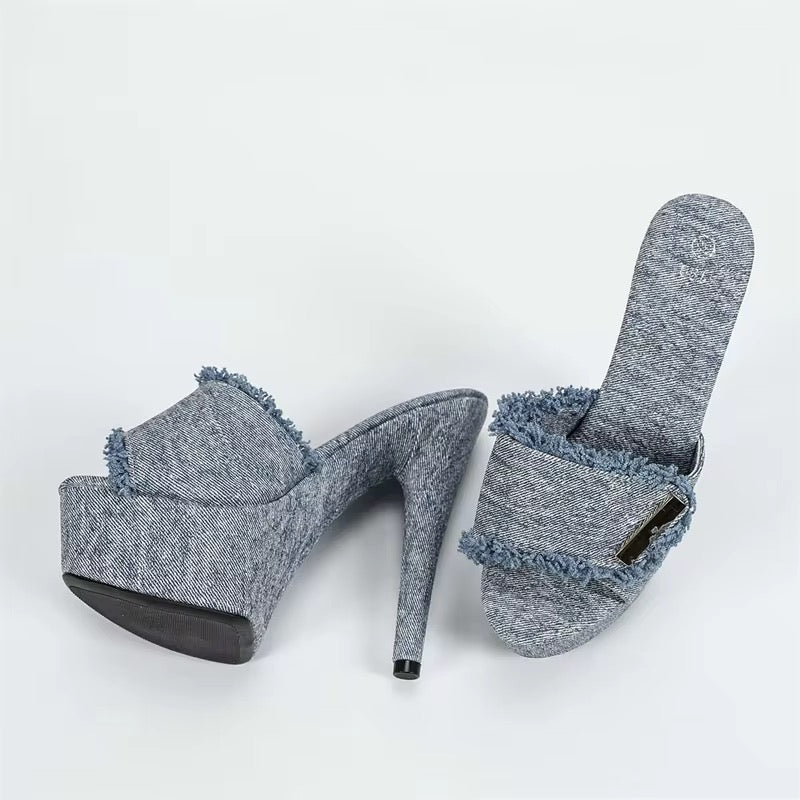 Summer Denim high heels