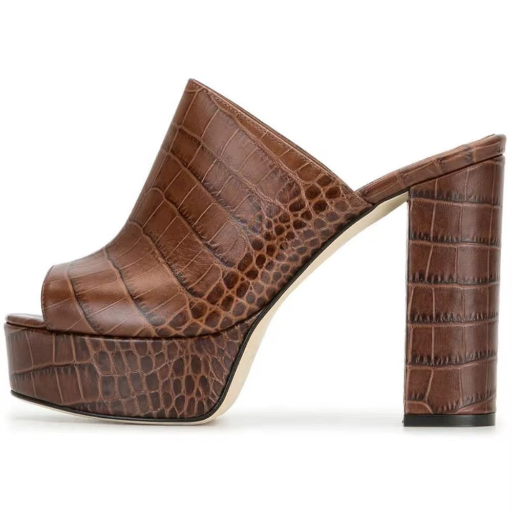 Snake leather platform heels