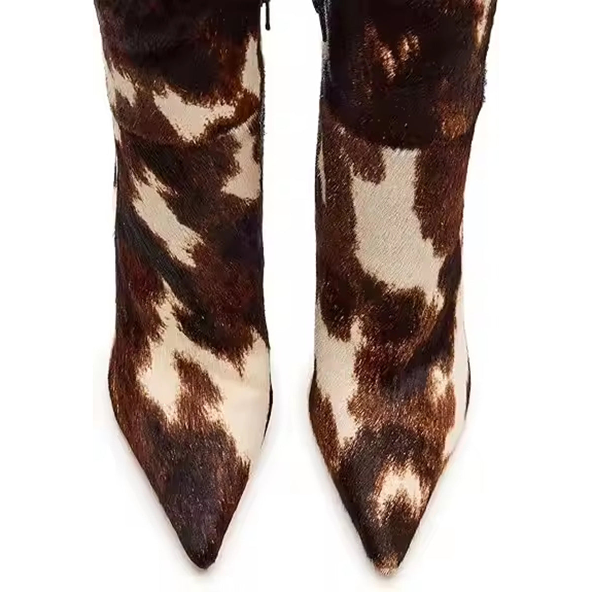 Women's Western Knee-High Boots Pointed Toe Stiletto Heels Animal Prints Faux Fur