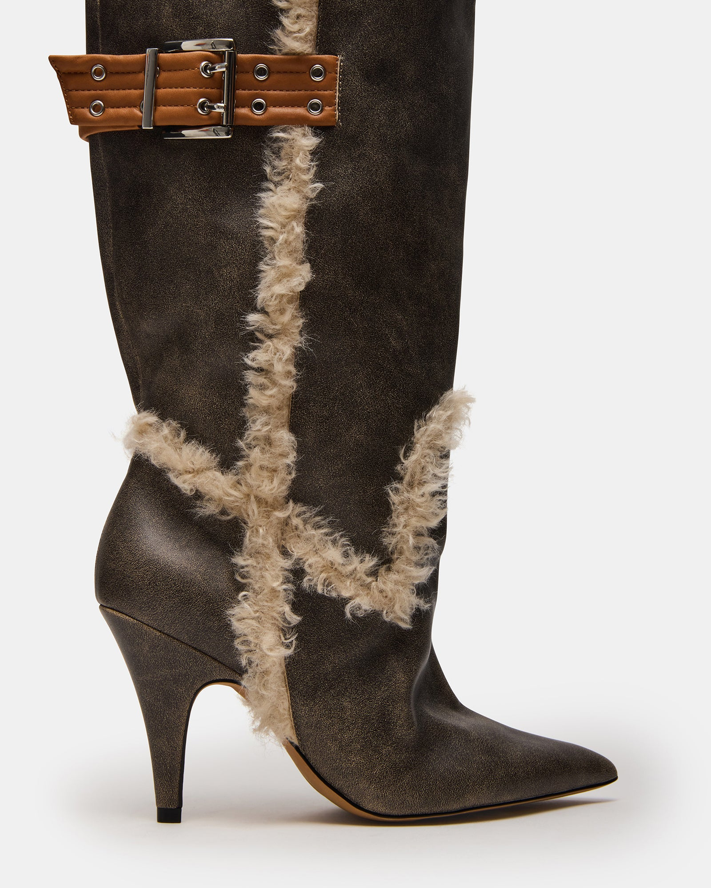 Luxury Faux Fur Lined Women Knee High Boots Fashion Winter Warm Lady Heels Rubber Sole Fur Boots