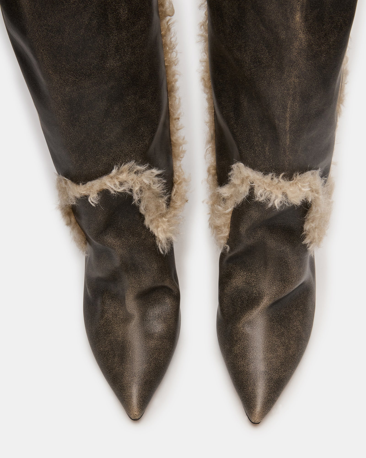 Luxury Faux Fur Lined Women Knee High Boots Fashion Winter Warm Lady Heels Rubber Sole Fur Boots