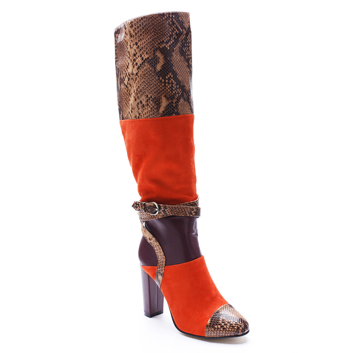 Snake Print High Heel Boots