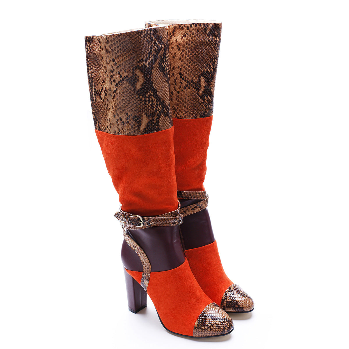 Snake Print High Heel Boots